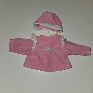You & Me Pink White Doll Shirt Attached Hat